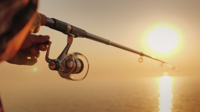 Fishing at sunset