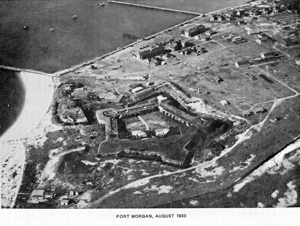 old black and white photo of fort morgan